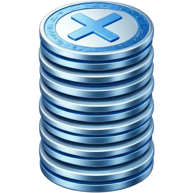 stack of blue and white coins emoji