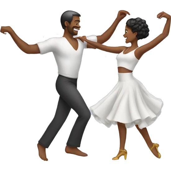 Dancing woman with a dancing man emoji