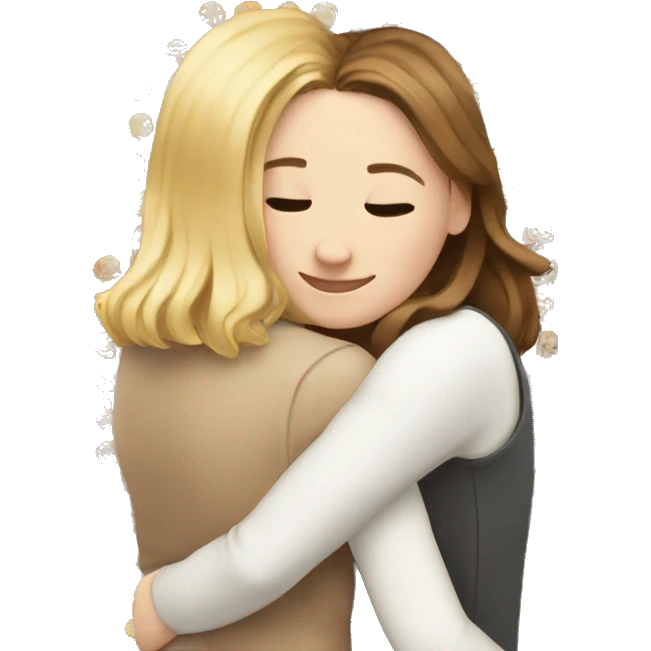 White Girl hugs white girl emoji