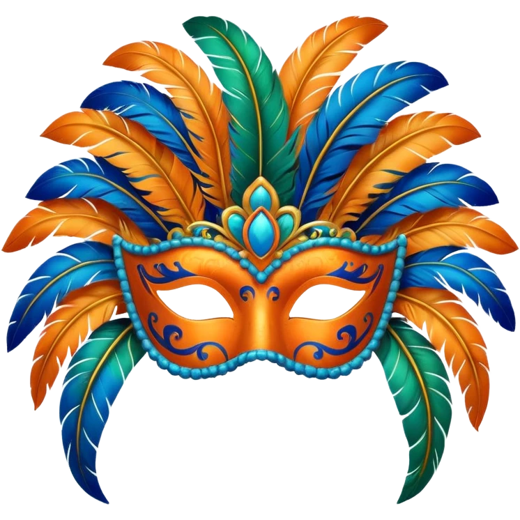 📦+ carnival mask in orange, blue and green , trying to make a carnival pack emoji