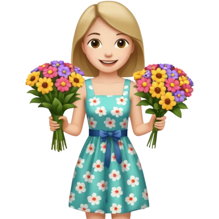 Shopper with flower bouquet emoji