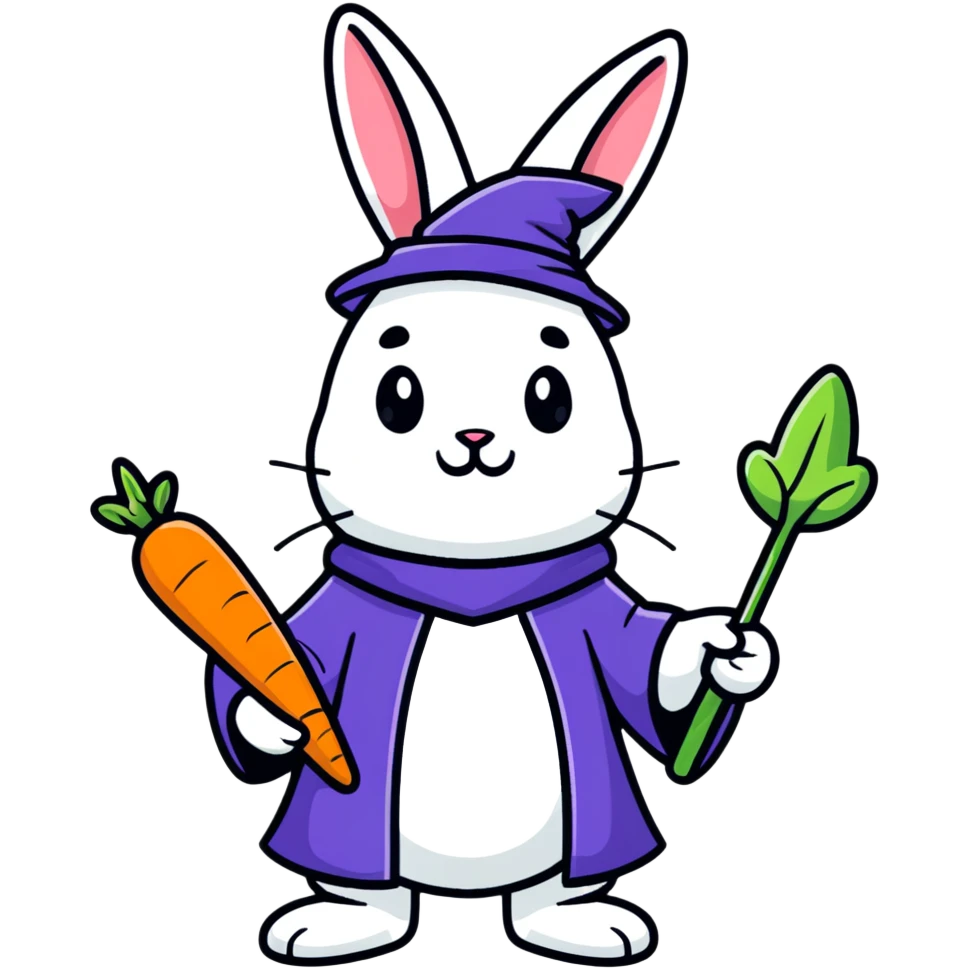 rabbit wizard with carrot wand emoji