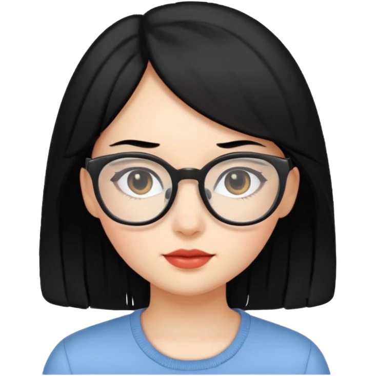 Niña de cabello negro con lentes emoji