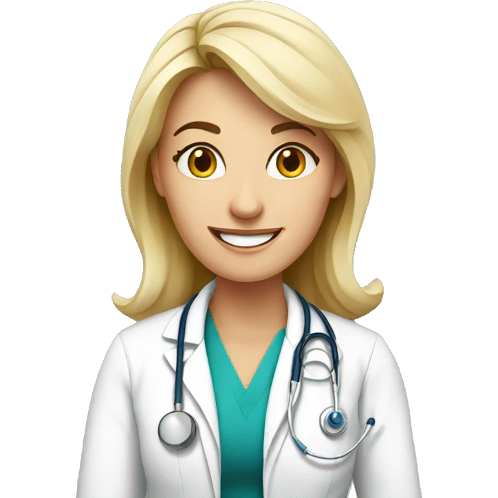 european doctor-woman-happy with emoji