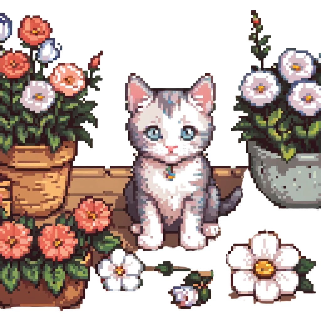 Kitten and flowers emoji