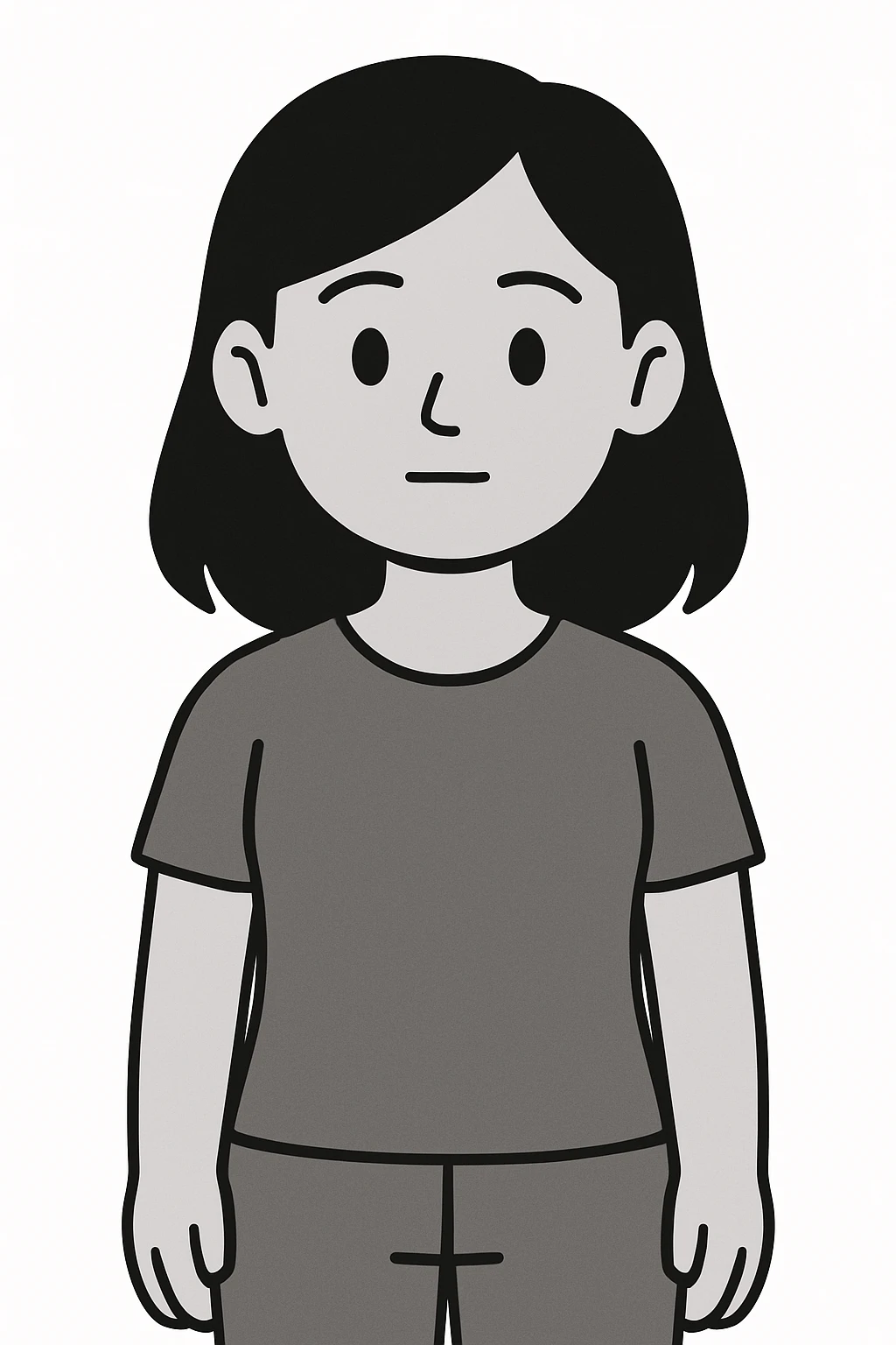 joven morena de pelo negro, minimalistic style emoji