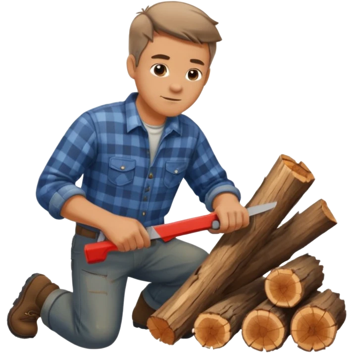 Homme scie du bois de poêle emoji