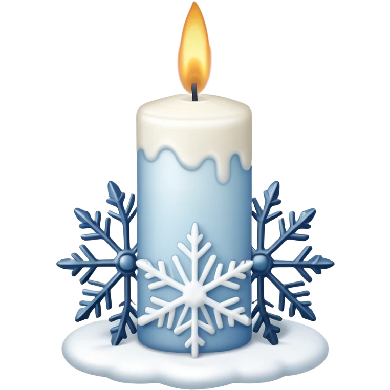 white candle with a snowflake emoji