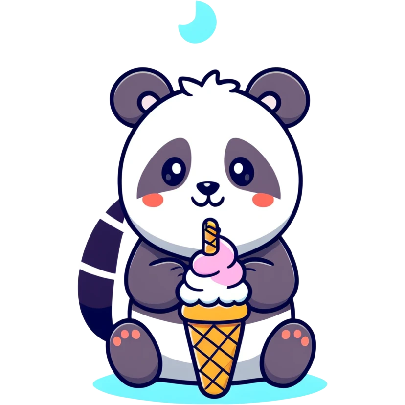 Panda eating ice cream emoji