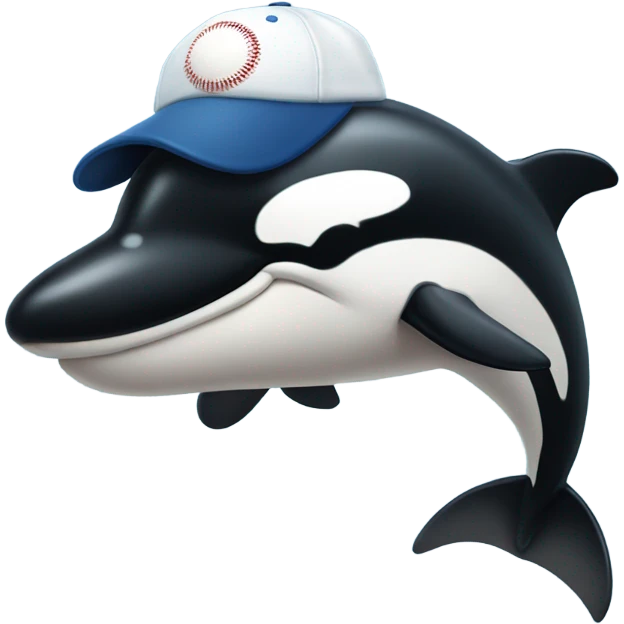 Orca whale with baseball cap emoji