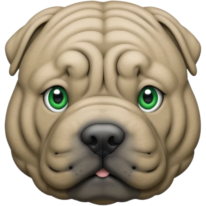 Grey shar pei with green eyes emoji