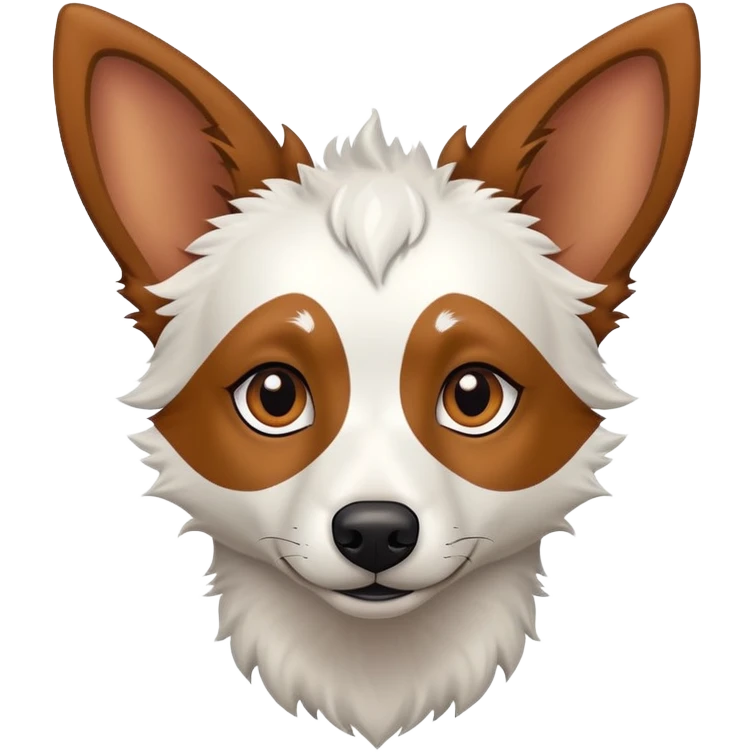 White with brown  Mudi dog with pointy ears emoji