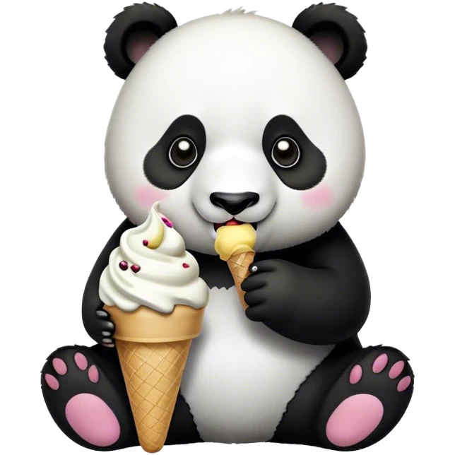 Panda eating ice cream emoji