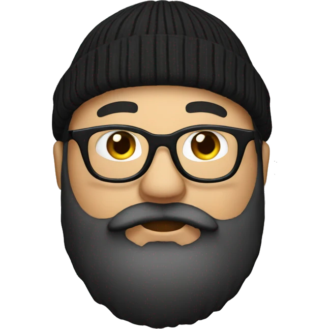 Chubby, beard, glasses, black beanie emoji