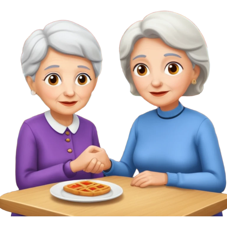 conversación dentro de un restaurant  dos personas y una de las persoans sea una abuela emoji