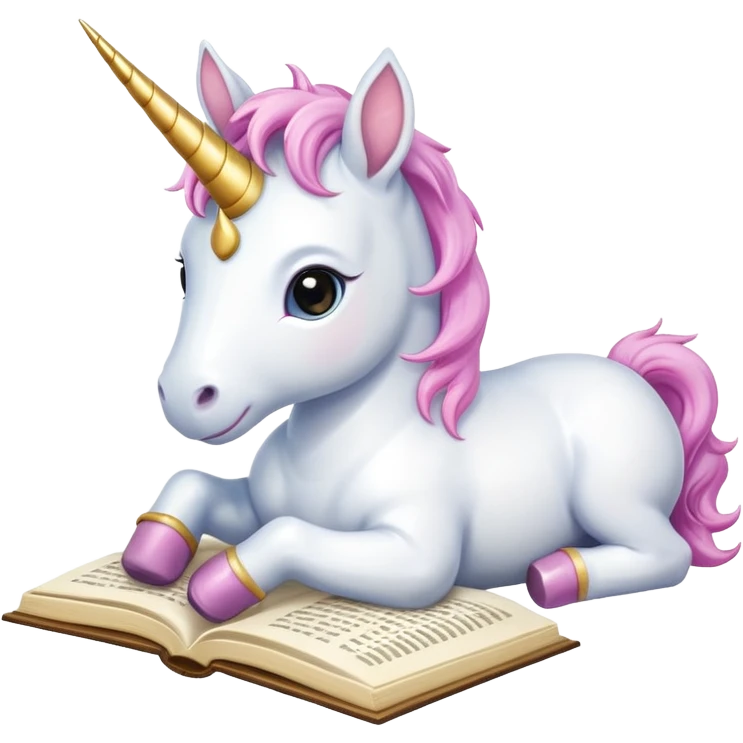 Unicorns read book
A baby unicorn lying on its belly, flipping pages with its hoof.













 emoji