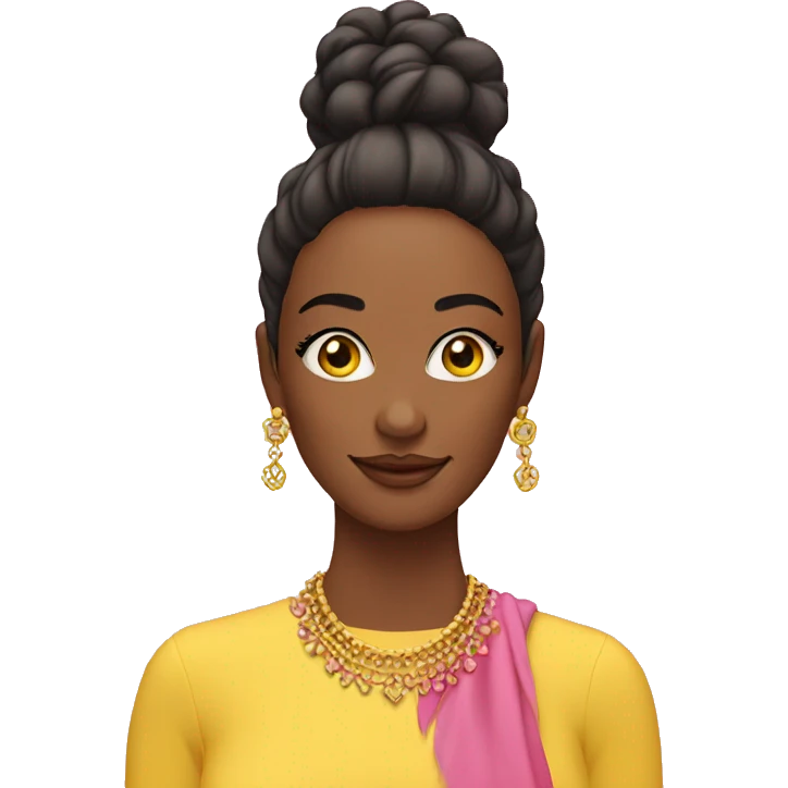 lady with long lashes, earings with a pink and yellow backgrund emoji