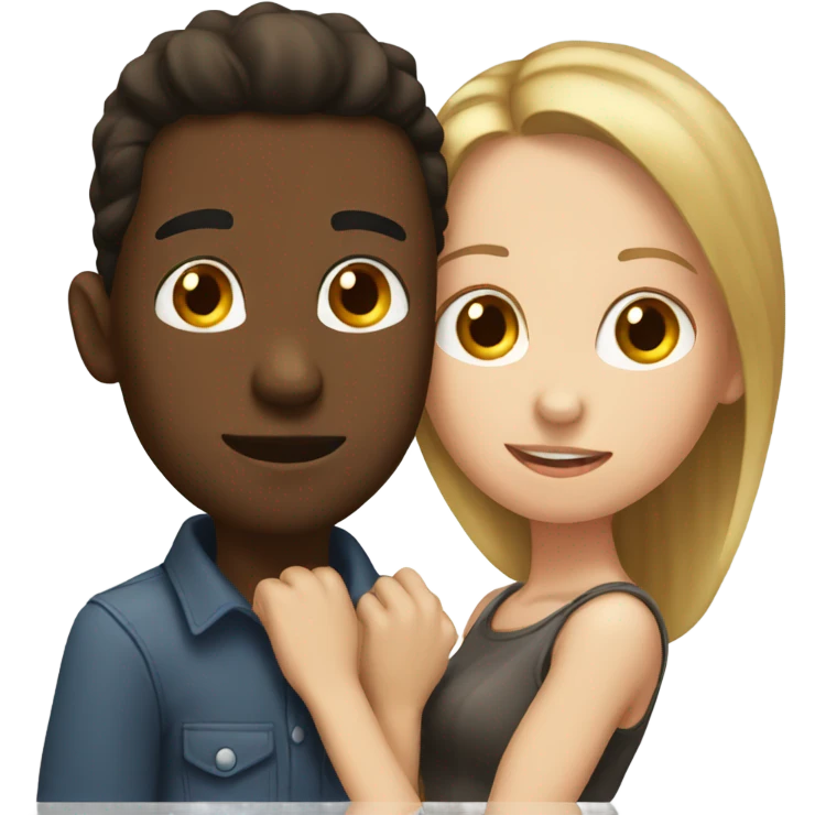 Brown guy and white girl kissing  emoji