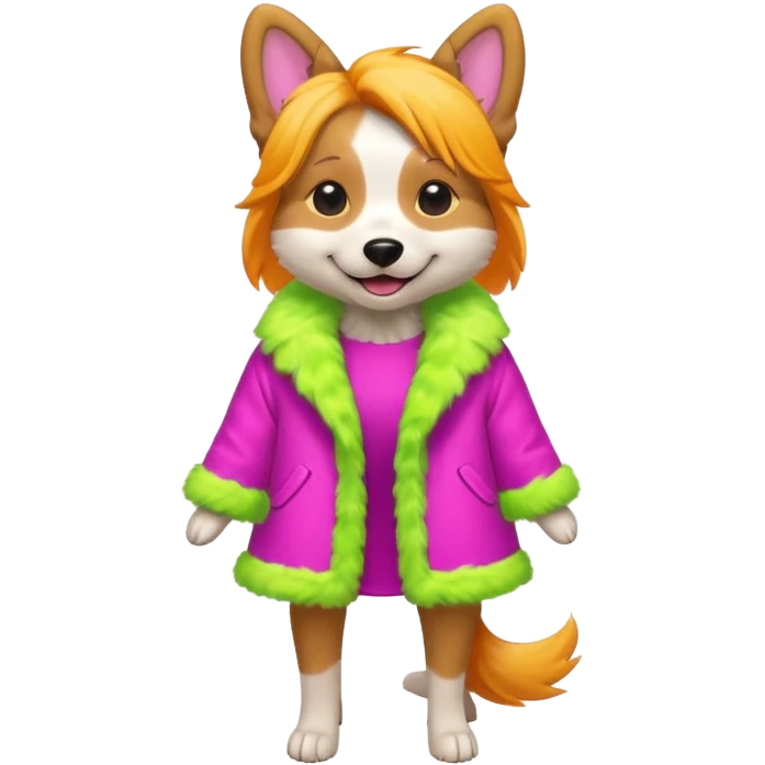 DOG wearring neon fashion dress emoji