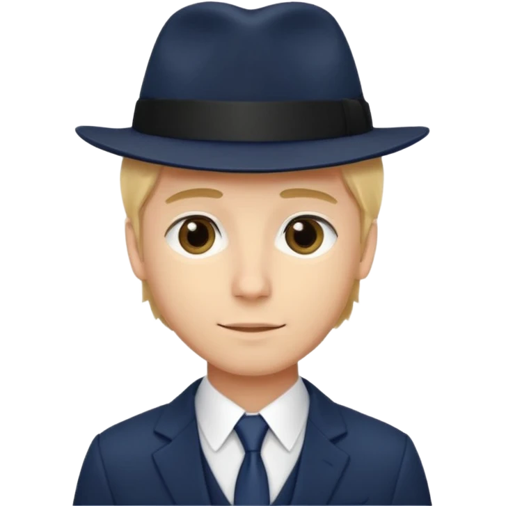 Mobster in Blue Suit – Young blonde man, navy blue suit, black hat.



 emoji