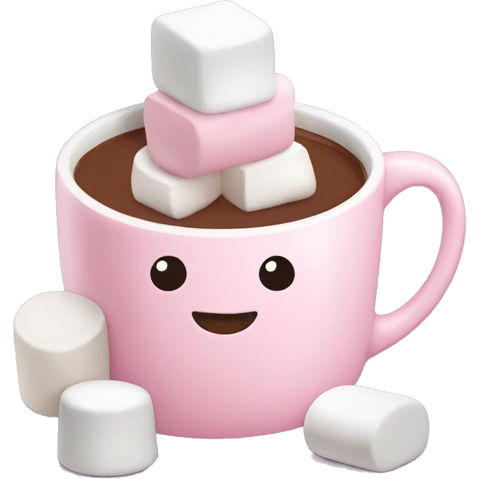 Light Pink mug of hot chocolate with marshmallows  emoji