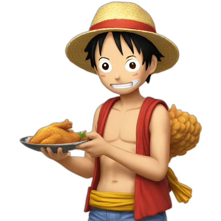 Luffy qui mange du poulet  emoji