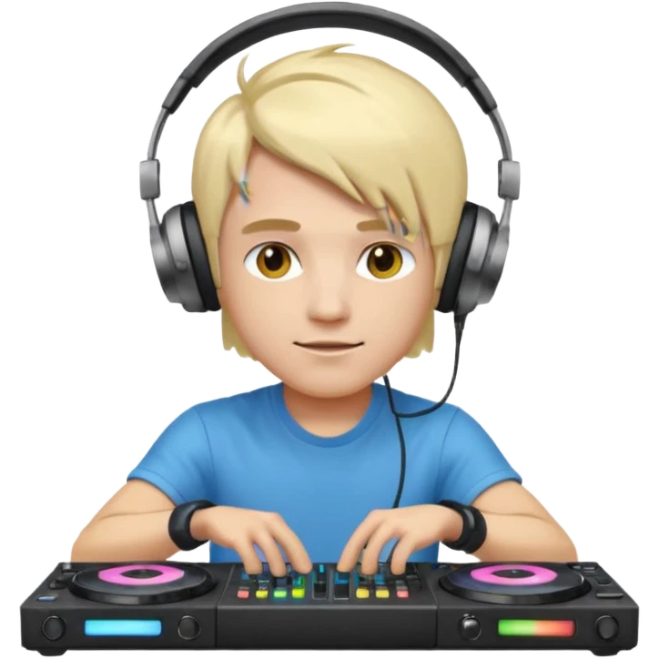 эмодзи парень диджей молодой с диджейский пультом красивый парень со светлыми волосами  emoji