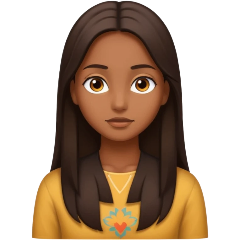 Uma menina morena de Costas com o cabelo solto, o cabelo dela é longo, liso e castanho escuro emoji