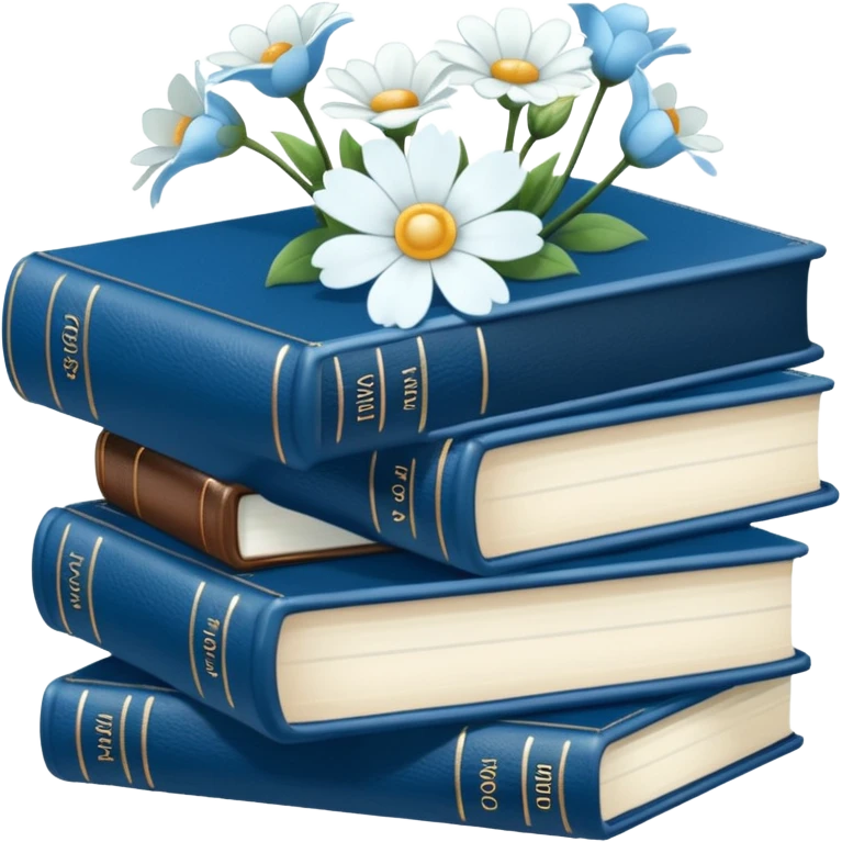 Blue books and white flowers AESTHETIC emoji