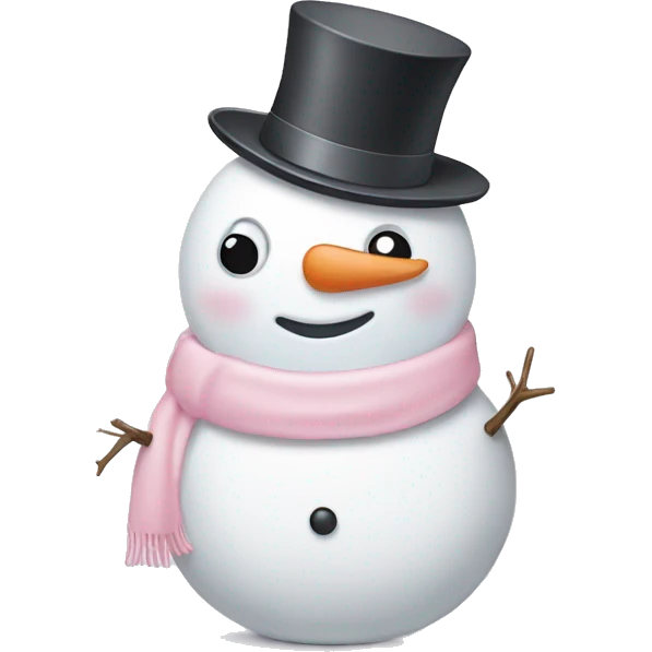Cute white and light pink snowman emoji