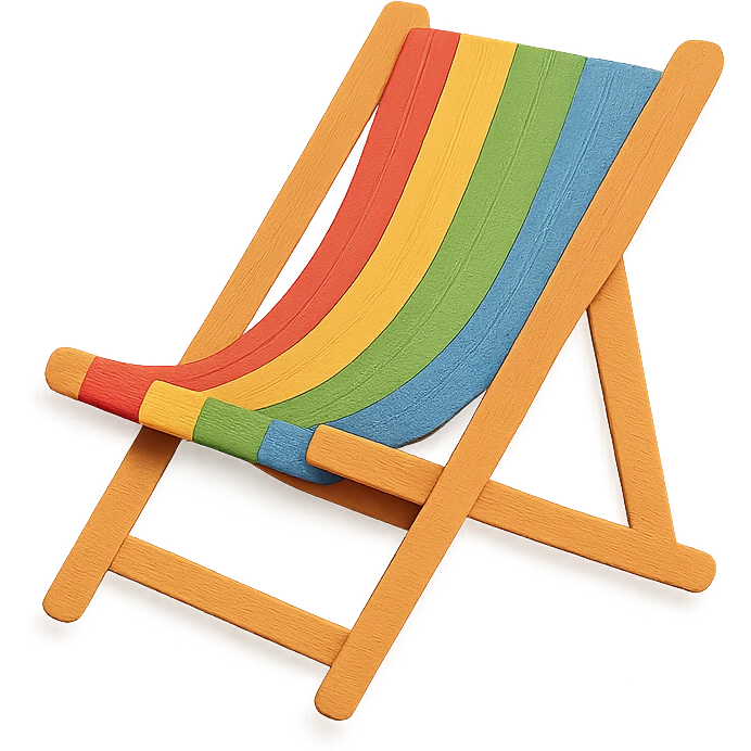 colorful and playful beach chair in paper-craft style emoji