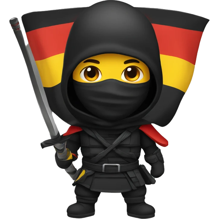 only one normal emoji 😀 like a ninja style- colors black, red, yellow like german flag emoji