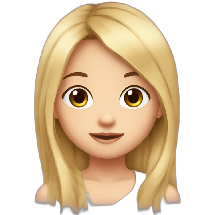 A round face young girl cute black long hair emoji