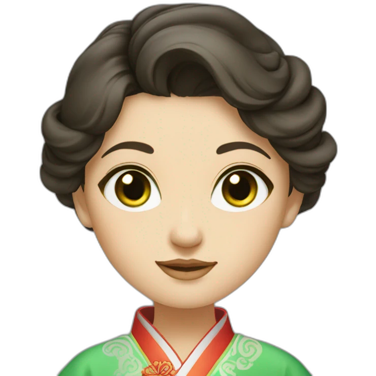 Brunette green eyes lady wear Chinese traditional clothes  emoji