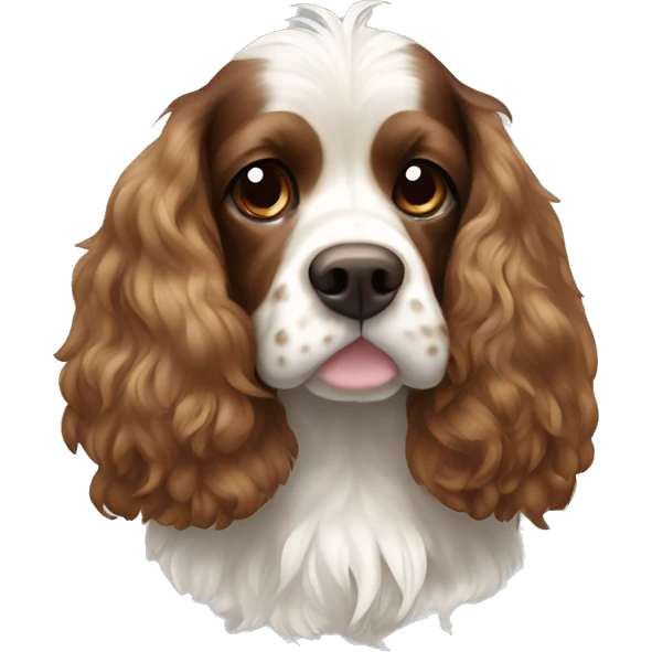 Cocker spaniel with a Mohawk brown and white spots  emoji