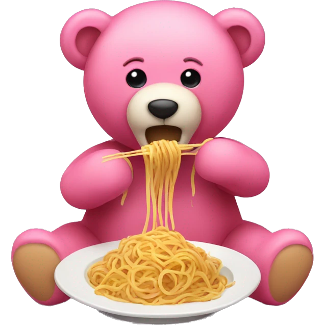 pink teddy bear eating spaghetti emoji