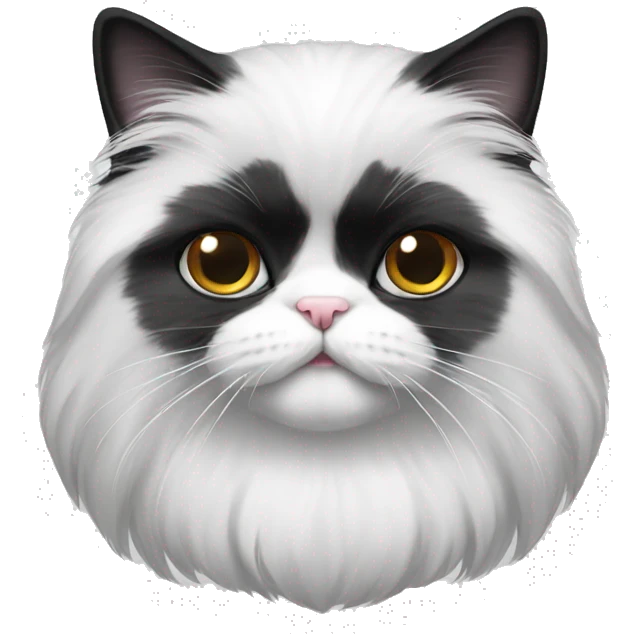 white and black Persian cat with mustache emoji