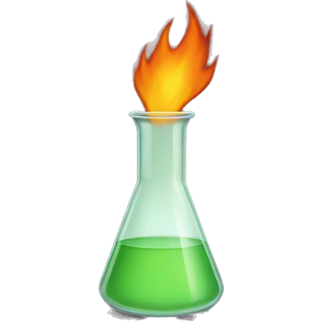 beaker with fire emoji