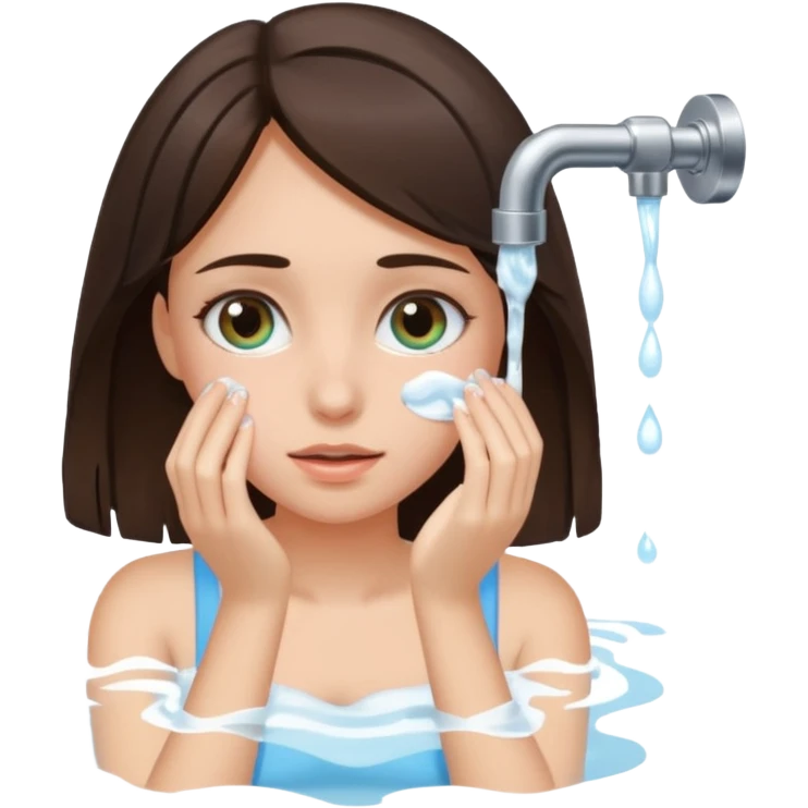 Brunette girl washing her eyes emoji