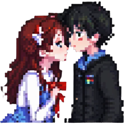 anime girl kissing boy emoji