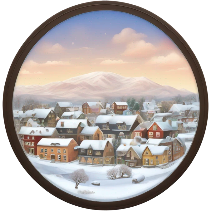  circular glass dome with Febuary small town inside very pretty emoji