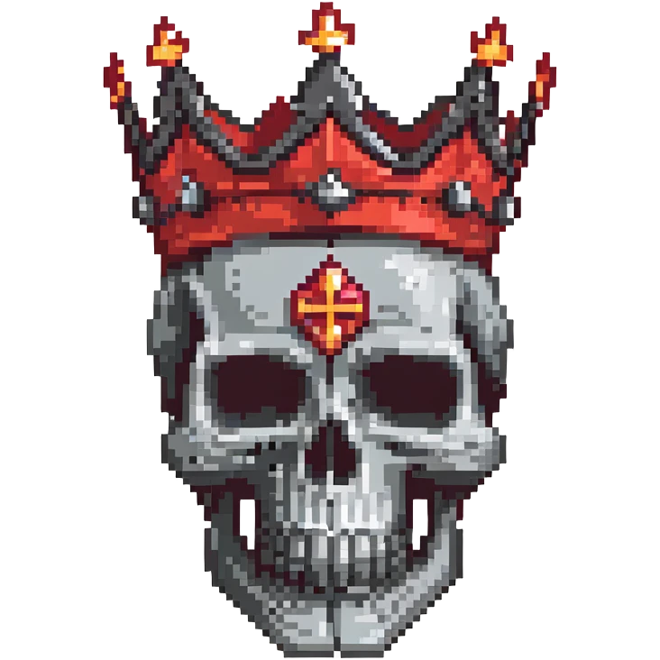 red and black skull with crown emoji