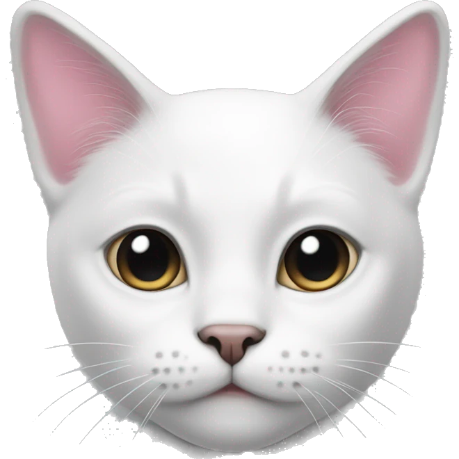 White cat with black ears white face pink nose and black chin emoji
