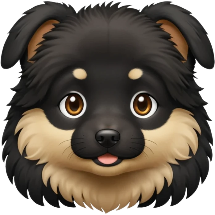a little cute black dog saying "默默哒" emoji