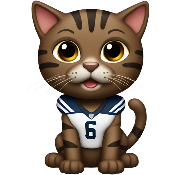 Dark brown tabby cat quarterback emoji
