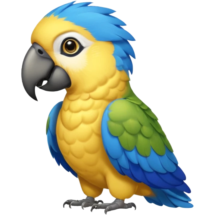 Pappagallo giallo e blu con il giallo sul petto le ali e la coda blu e la fronte poco poco verde emoji