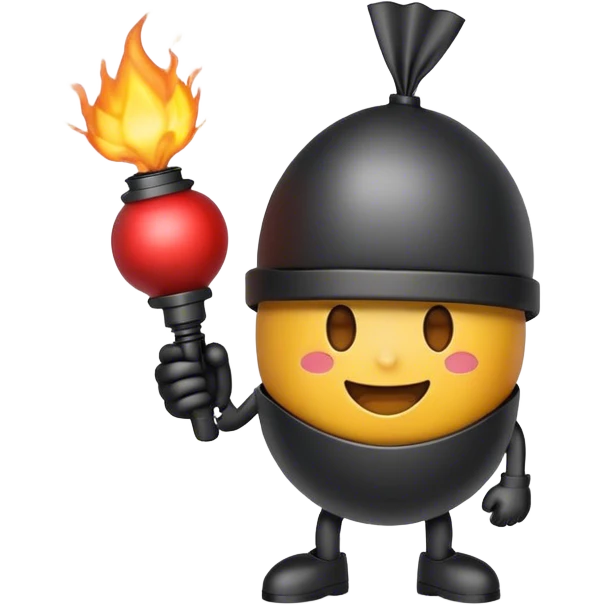Smiling emoji that is holding a bomb in his hands emoji