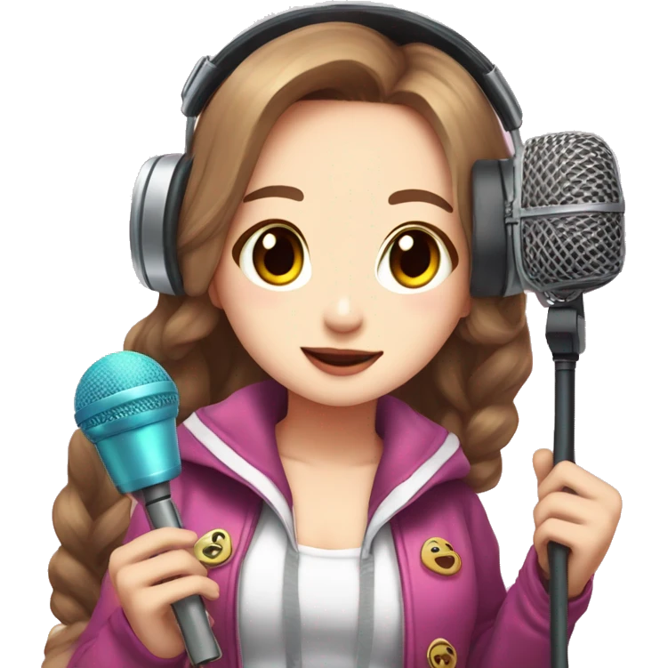 Nayeon from twice with the fancy era outfit and a headset microphone  emoji