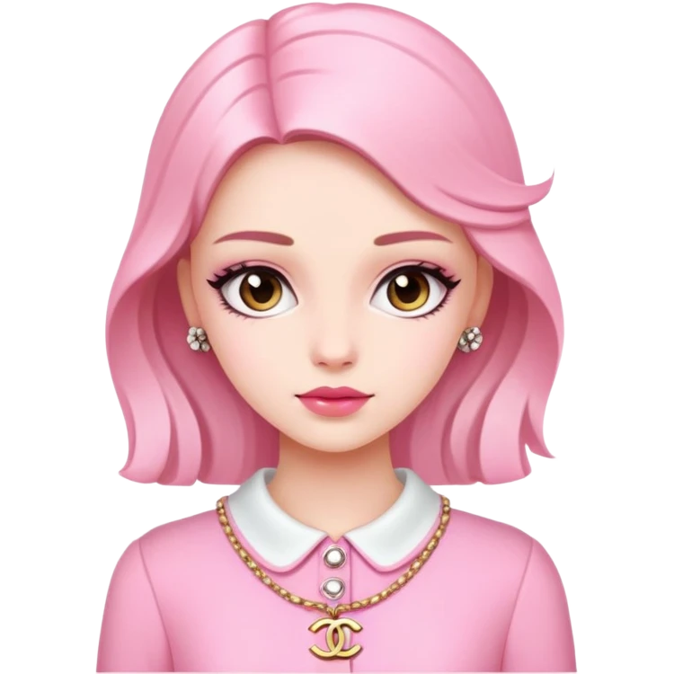 girl wearing pink Chanel-style outfit emoji