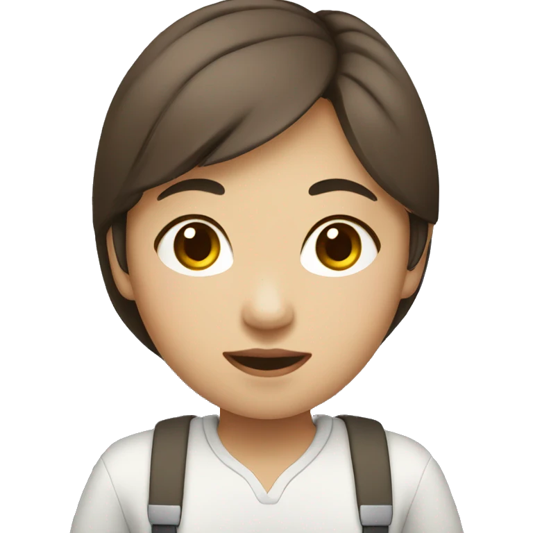 Female Asian student featuring a laptop. She has medium brown hair, dark brown eyes, white skin. emoji